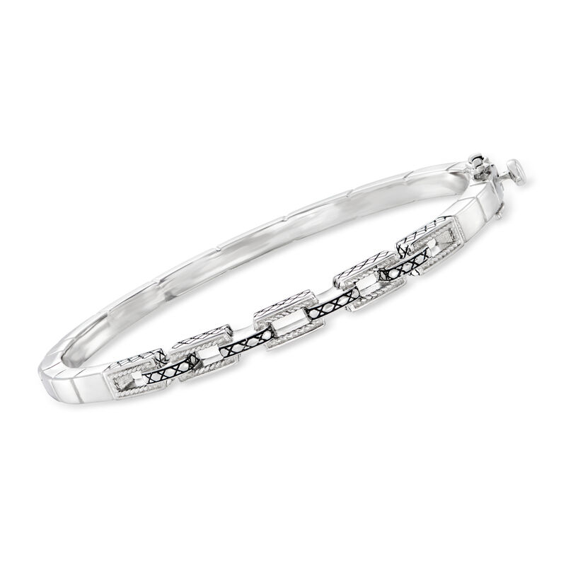 Andrea Candela &quot;Nexo&quot; Sterling Silver Link Bangle Bracelet. 7.5&quot; image number 0