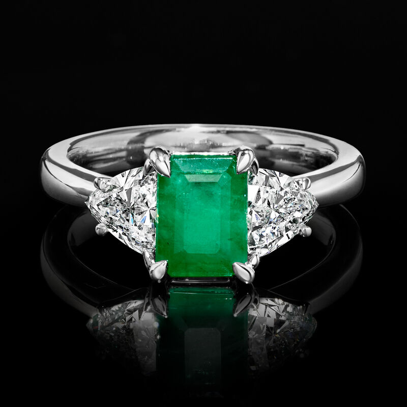 2.00 Carat Emerald Ring with 1.00 ct. t.w. Lab-Grown Diamonds in 14kt White Gold. Size 9 image number 3