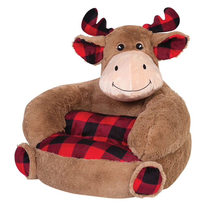 Children's Plush Buffalo Check Moose Chair image number 1