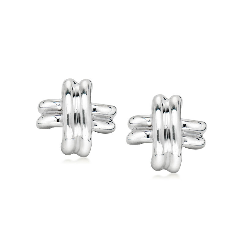 C. 2000 Vintage Tiffany Jewelry Sterling Silver X Clip-On Earrings image number 0
