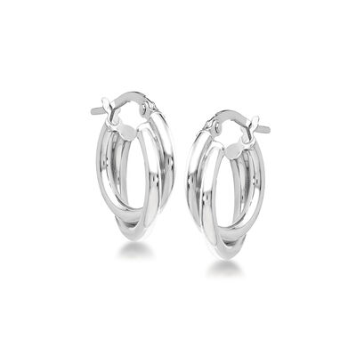 Italian 14kt White Gold Double Twisted Hoop Earrings