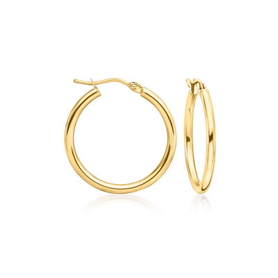 Italian 2mm 10t Yellow Gold Hoop Earrings