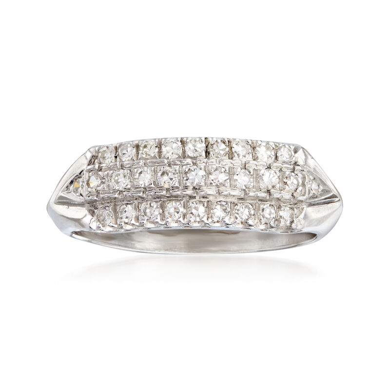 C. 1950 Vintage .50 ct. t.w. Diamond Three-Row Ring in Platinum. Size 7.75 image number 0