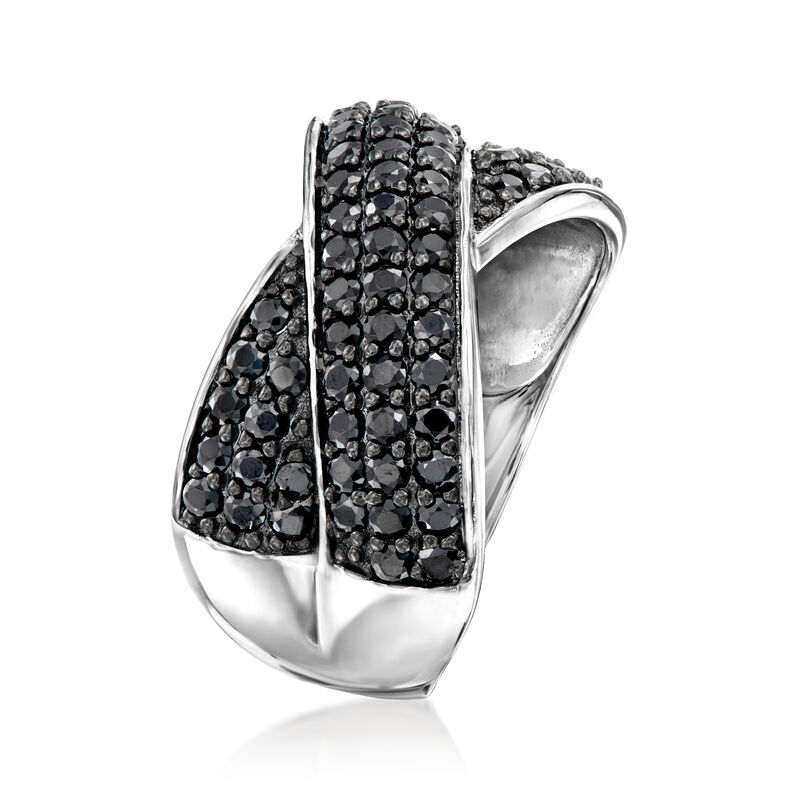 2.10 ct. t.w. Black Spinel Crisscross Ring in Sterling Silver image number 2