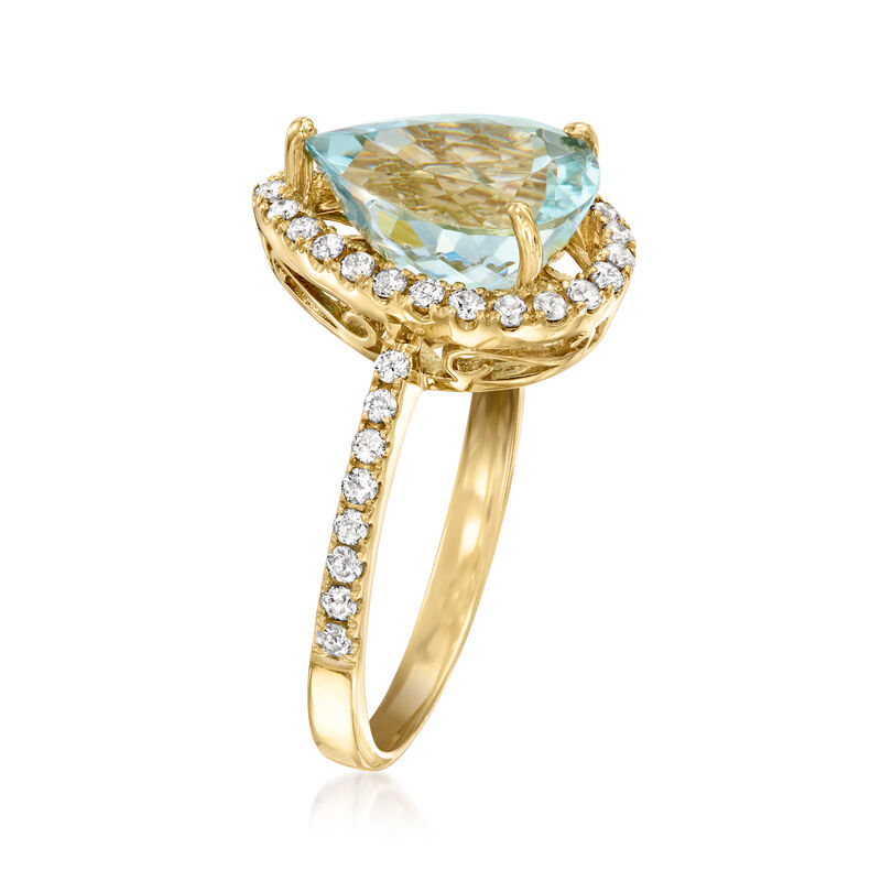C. 2000 Vintage 3.00 Carat Aquamarine Ring with .55 ct. t.w. Diamonds in 14kt Yellow Gold. Size 7.5 image number 2