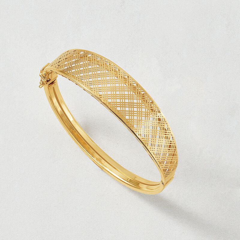 Italian 14kt Yellow Gold Filigree Bangle Bracelet image number 2