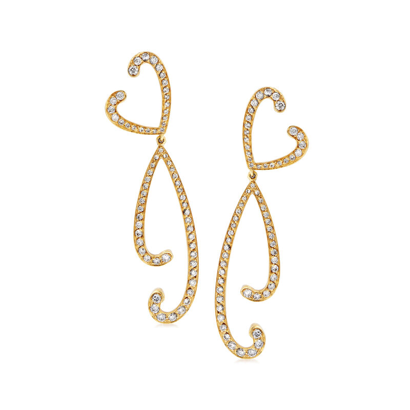 C. 1990 Vintage Io Si 1.65 ct. t.w. Diamond Drop Earrings in 18kt Yellow Gold  image number 0