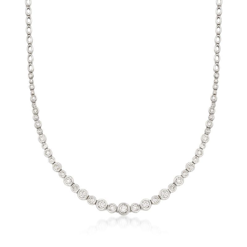 2.00 ct. t.w. Graduated Bezel-Set Diamond Necklace in 14kt White Gold image number 0