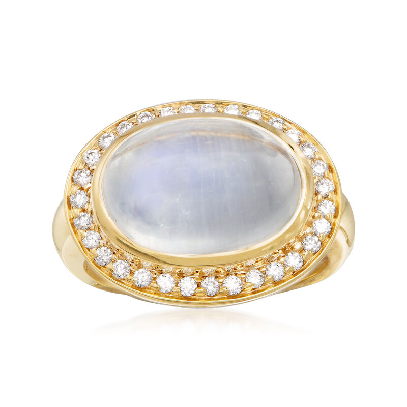 Mazza 16x12mm Moonstone and .31 ct. t.w. Diamond Ring in 14kt Yellow Gold image number 0