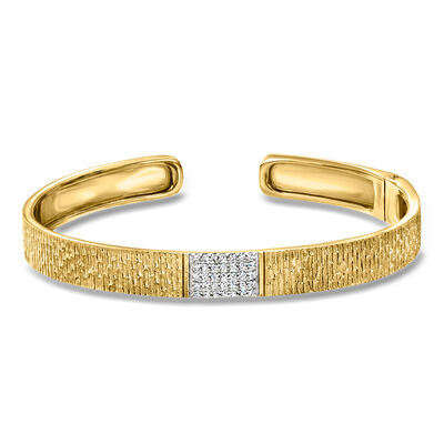 .15 ct. t.w. Diamond Cuff Bracelet in 18kt Gold Over Sterling