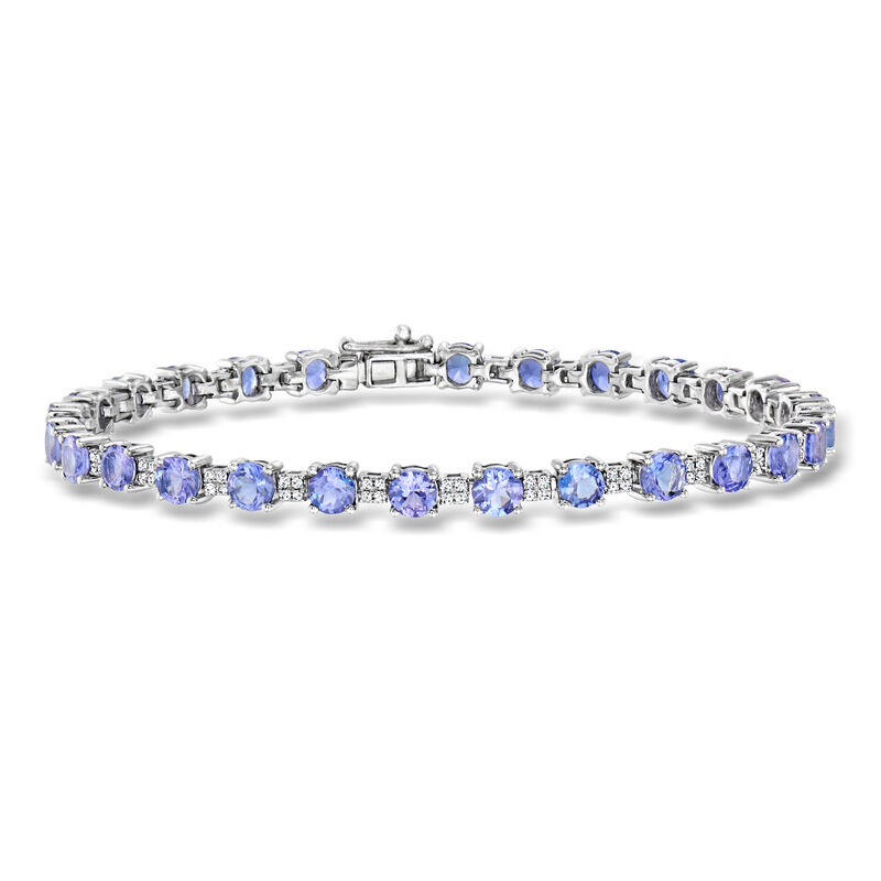 7.25 ct. t.w. Tanzanite Bracelet with .48 ct. t.w. Diamonds in 18kt White Gold. 7" image number 0