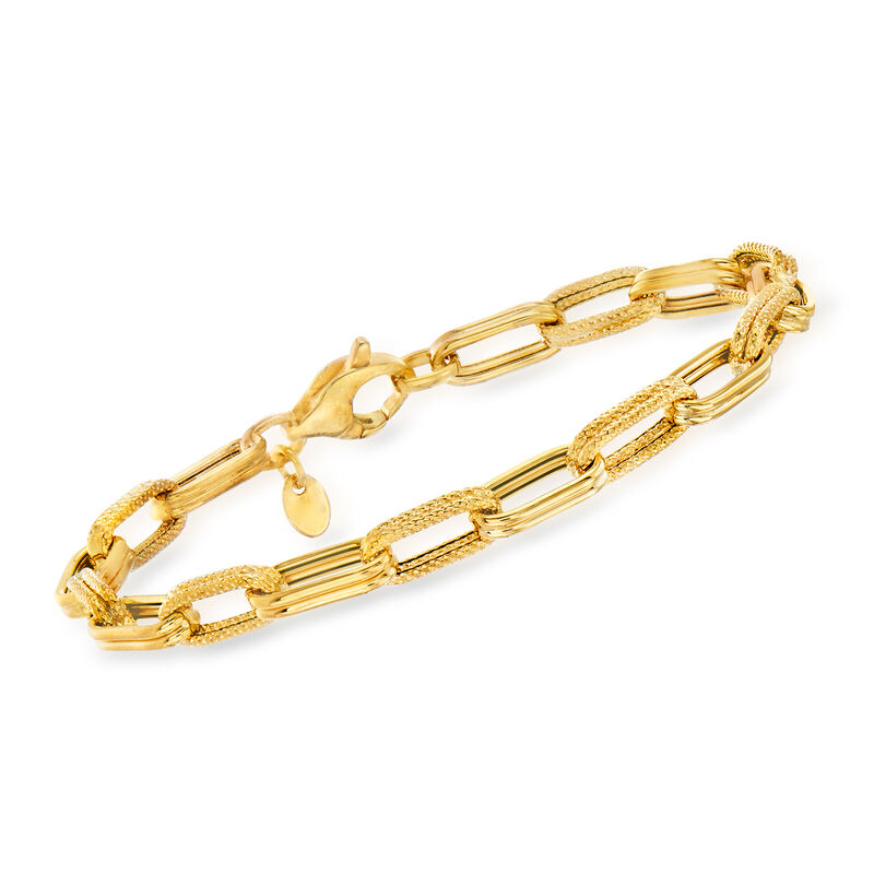 Italian 14kt Yellow Gold Paper Clip Link Bracelet image number 0