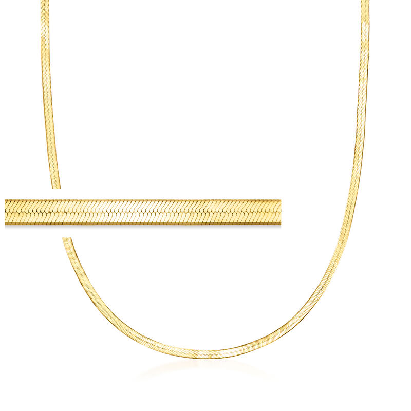 Italian 2.6mm 18kt Gold Vermeil Herringbone Necklace. 16&quot; image number 1
