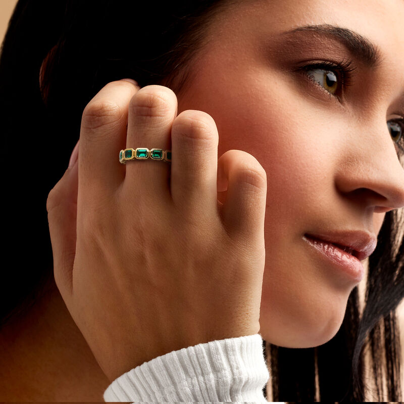 1.80 ct. t.w. Lab-Grown Emerald Eternity Band in 18kt Gold Vermeil. Size 7 image number 1