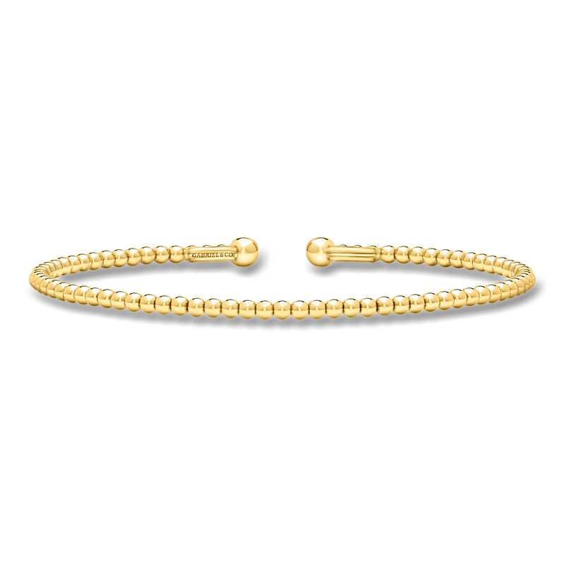 Gabriel & Co. 14kt Yellow Gold Bead Cuff Bracelet. 7" image number 0