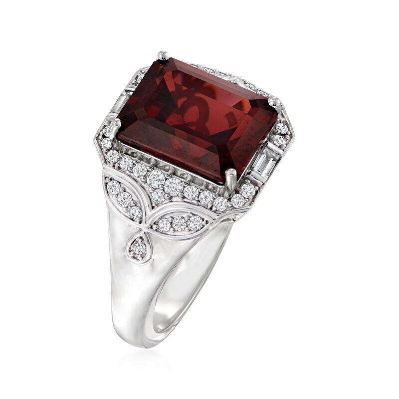 6.30 Carat Garnet Ring with .38 ct. t.w. Diamonds in 18kt White Gold. Size 7 image number 2