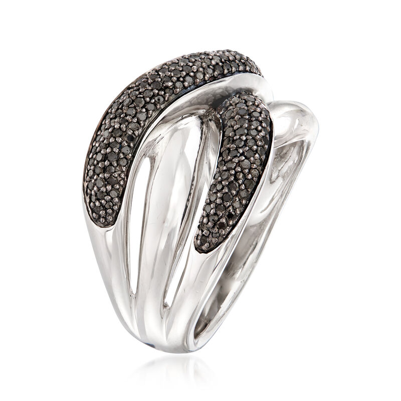.50 ct. t.w. Black Diamond Crisscross Ring in Sterling Silver image number 2