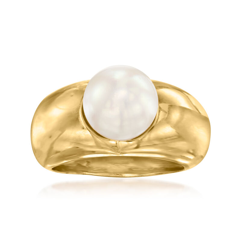 C. 1980 Vintage Cartier 8.5mm Cultured Pearl Ring in 18kt Yellow Gold image number 0