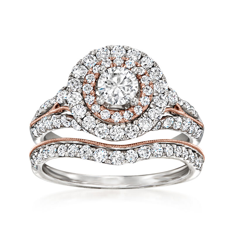 2.00 ct. t.w. Diamond Bridal Set: Engagement and Wedding Rings in 14kt Two-Tone Gold image number 0