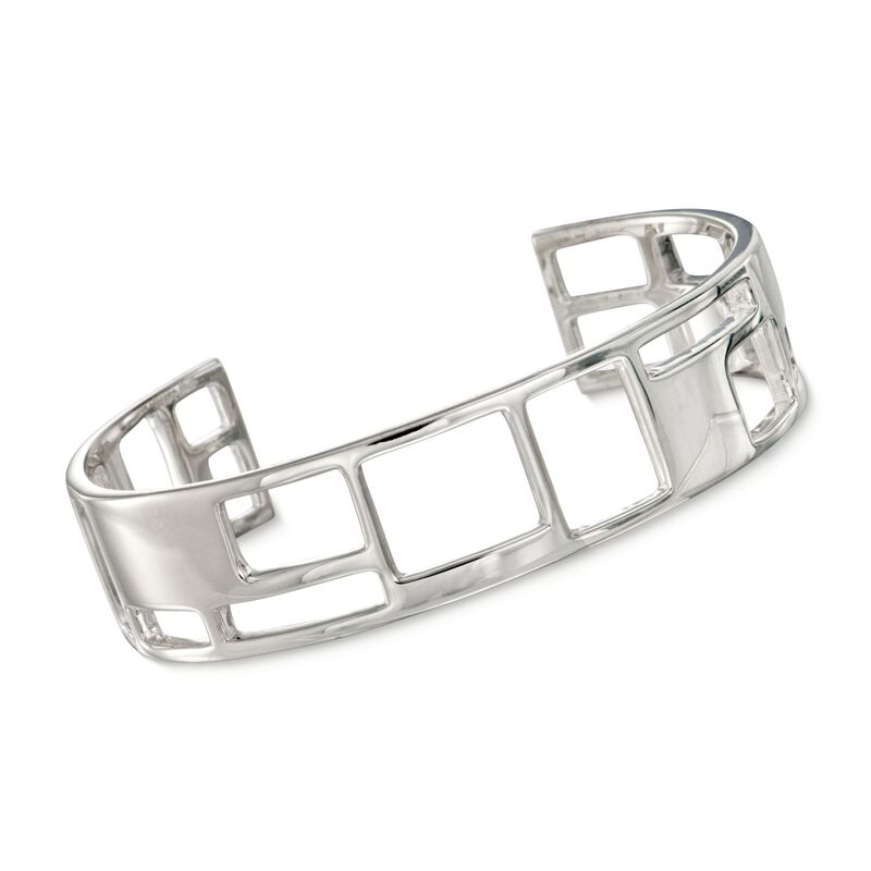 Zina Sterling Silver "Windows" Thin Cuff Bracelet image number 0