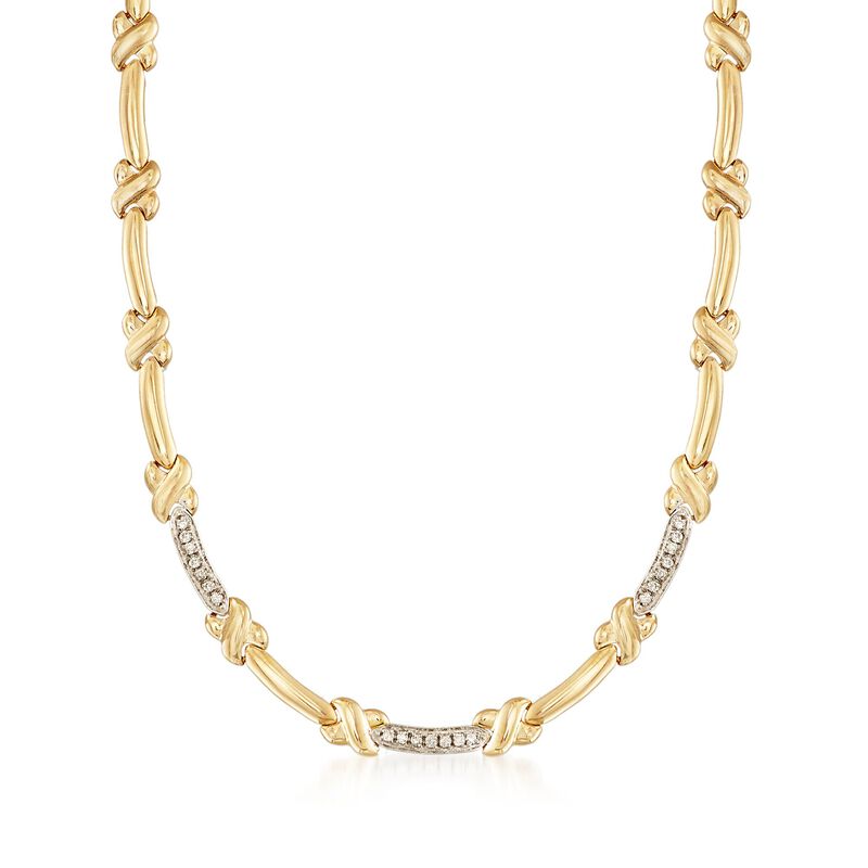 C. 1980 Vintage .60 ct. t.w. Diamond X Link Necklace in 14kt Yellow Gold with White Rhodium image number 0