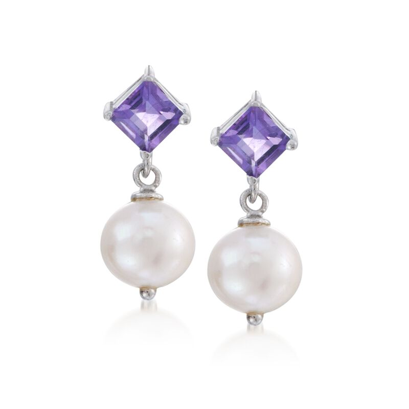 3.70 ct. t.w. Multi-Stone and 8-8.5mm Cultured Pearl Jewelry Set: Three Pairs of Earrings in Sterling Silver image number 4