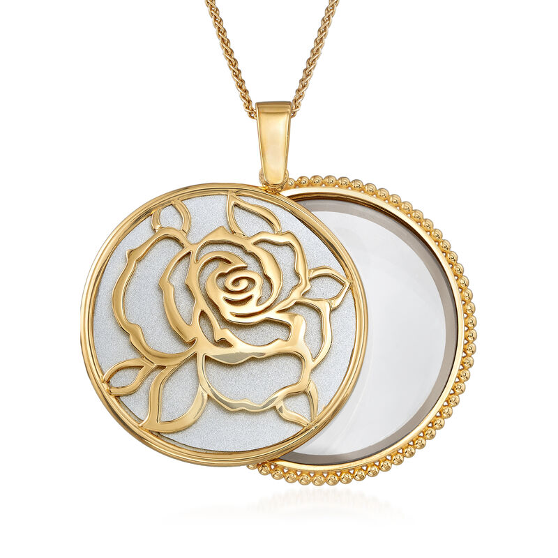 18kt Yellow Gold Over Sterling Silver Mirror and Magnifier Adjustable Necklace image number 2