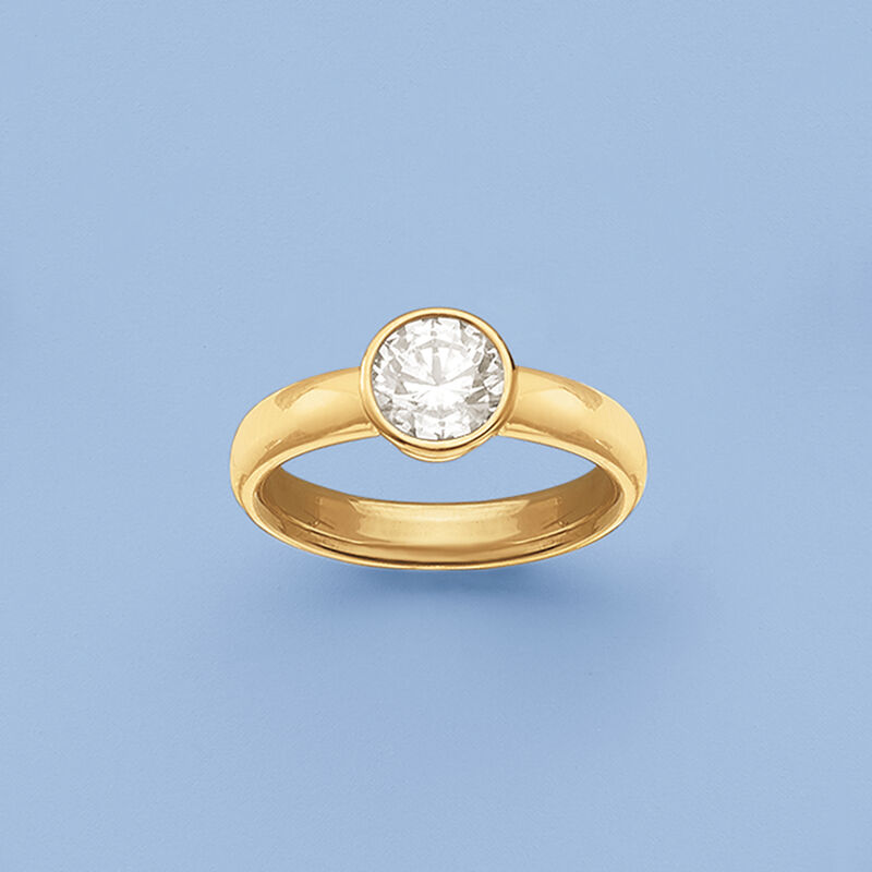Italian 1.25 Carat Bezel-Set CZ Ring in 14kt Yellow Gold image number 4