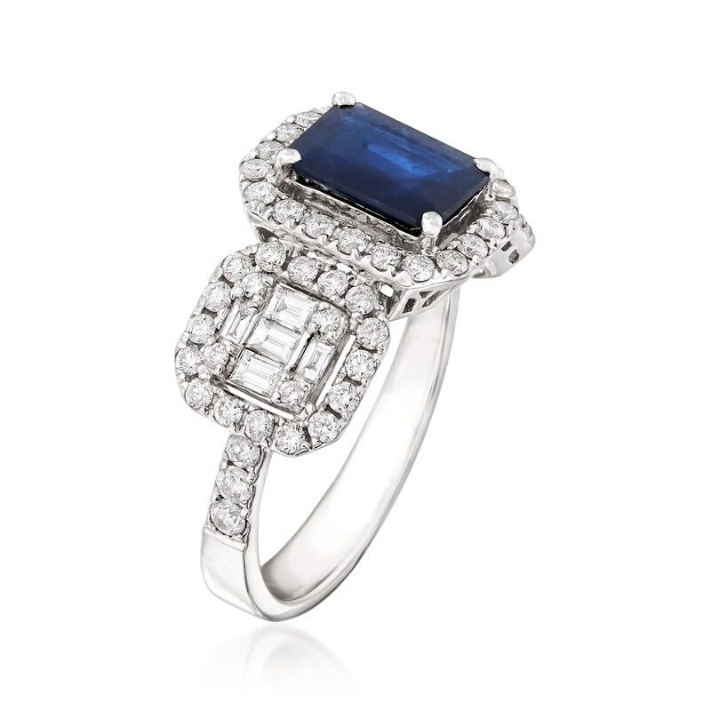 1.30 Carat Sapphire and .85 ct. t.w. Diamond Ring in 18kt White Gold image number 2