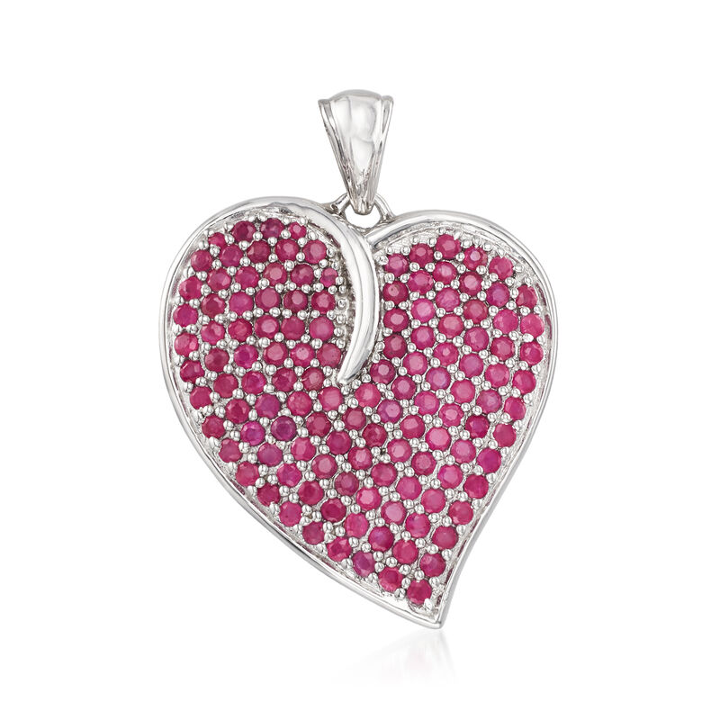 5.00 ct. t.w. Ruby Heart Pendant in Sterling Silver image number 1