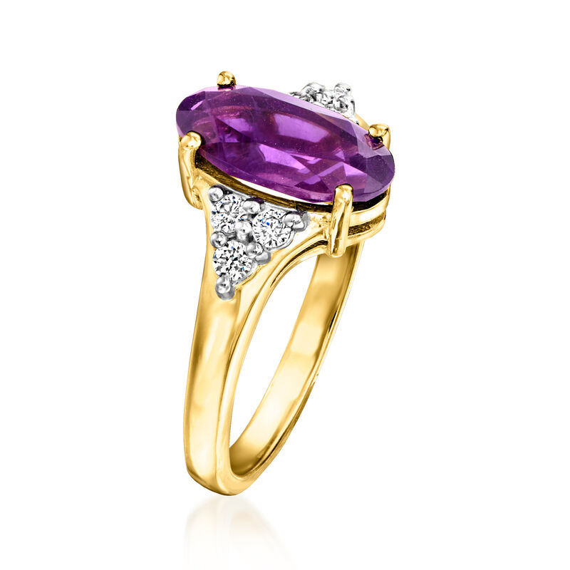 1.70 Carat Amethyst Ring with .20 ct. t.w. Lab-Grown Diamonds in 18kt Gold Over Sterling image number 2