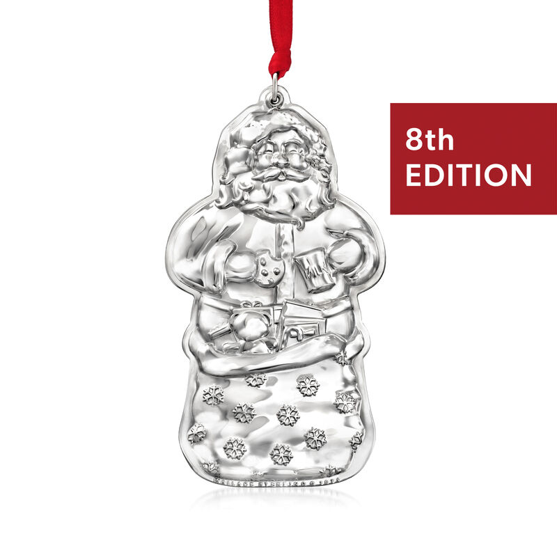 Wallace 2024 Annual Sterling Silver Santa Ornament - 8th Edition image number 0