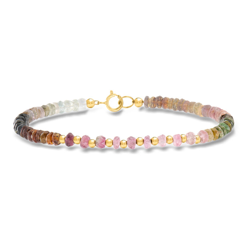 16.00 ct. t.w. Multicolored Tourmaline Bead Bracelet in 10kt Yellow Gold image number 0