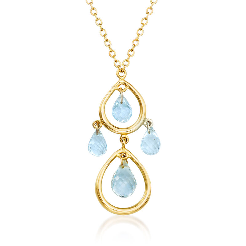 C. 1990 Vintage Tiffany Jewelry 2.80 ct. t.w. Aquamarine Teardrop Necklace in 18kt Yellow Gold image number 0