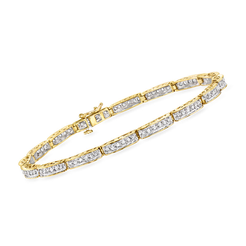 C. 1990 Vintage 1.00 ct. t.w. Diamond Bracelet in 10kt Yellow Gold. 7" image number 0
