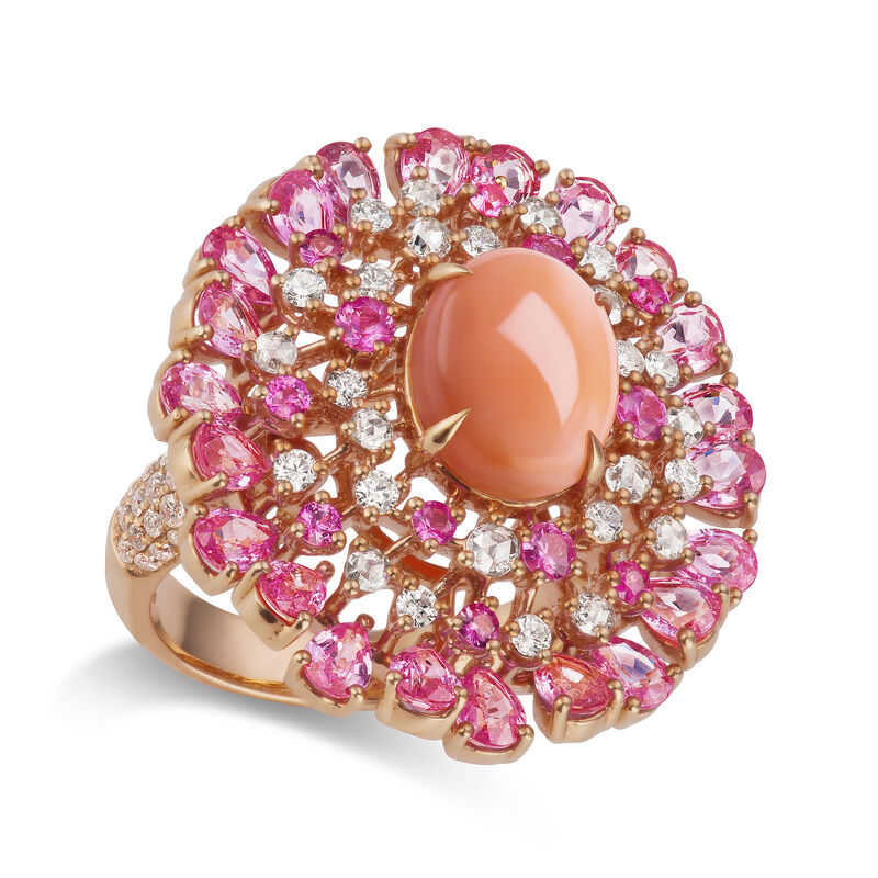 Pink Coral, 4.80 ct. t.w. Pink Sapphire and 1.20 ct. t.w. Diamond Ring in 18kt Rose Gold. Size 7 image number 0