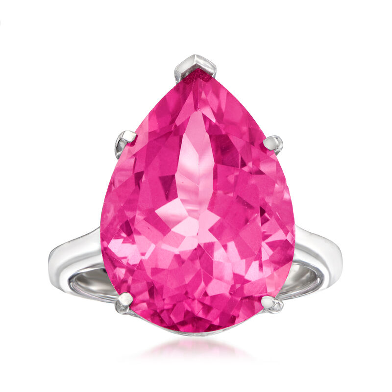 14.00 Carat Pear-Shaped Pink Topaz Ring in Sterling Silver image number 0