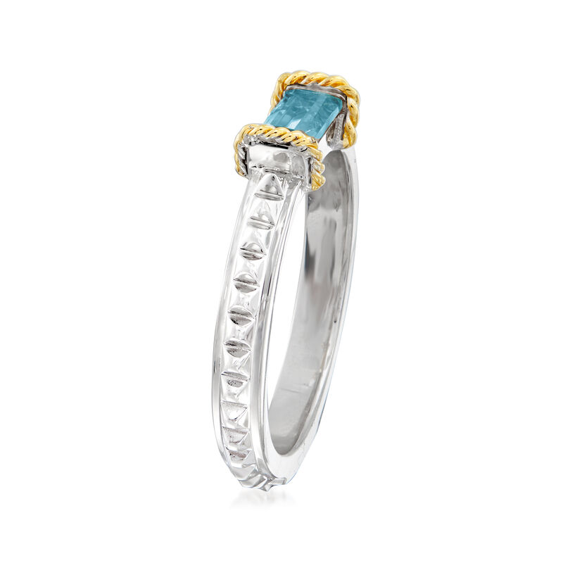 Andrea Candela &quot;La Romana&quot; .61 Carat Swiss Blue Topaz Ring in Sterling Silver and 18kt Yellow Gold. Size 7 image number 2