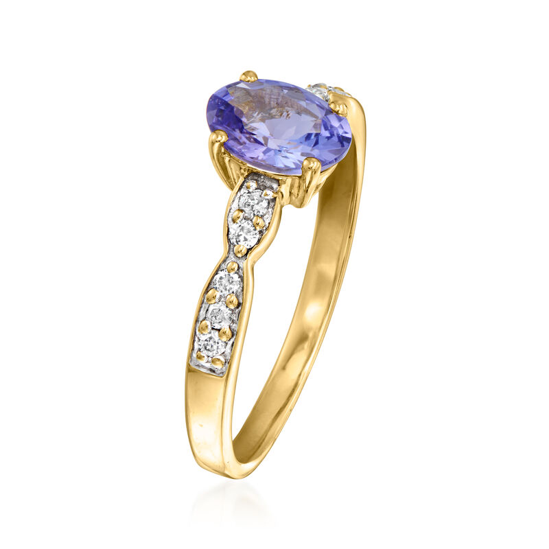 C. 1990 Vintage 1.00 Carat Tanzanite Ring with .15 ct. t.w. Diamonds in 14kt Yellow Gold image number 2