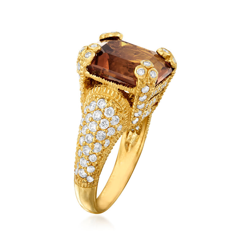 C. 2000 Vintage Judith Ripka 6.85 Carat Citrine and 1.60 ct. t.w. Diamond Ring in 18kt Yellow Gold image number 2