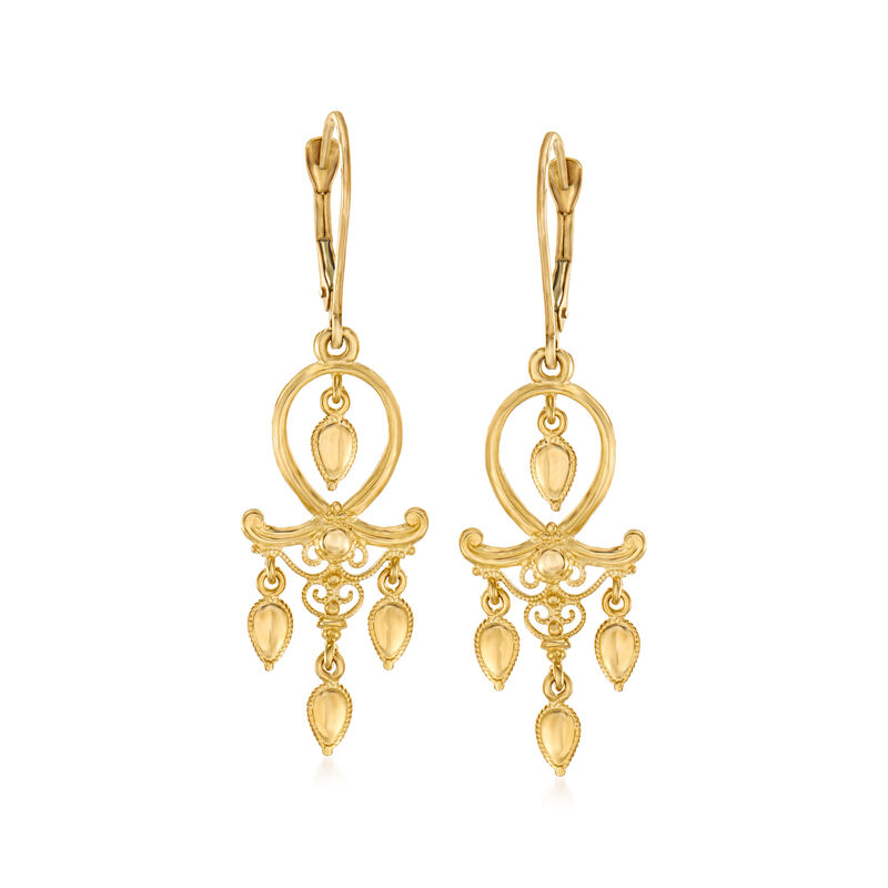 Italian 14kt Yellow Gold Filigree Drop Earrings image number 0