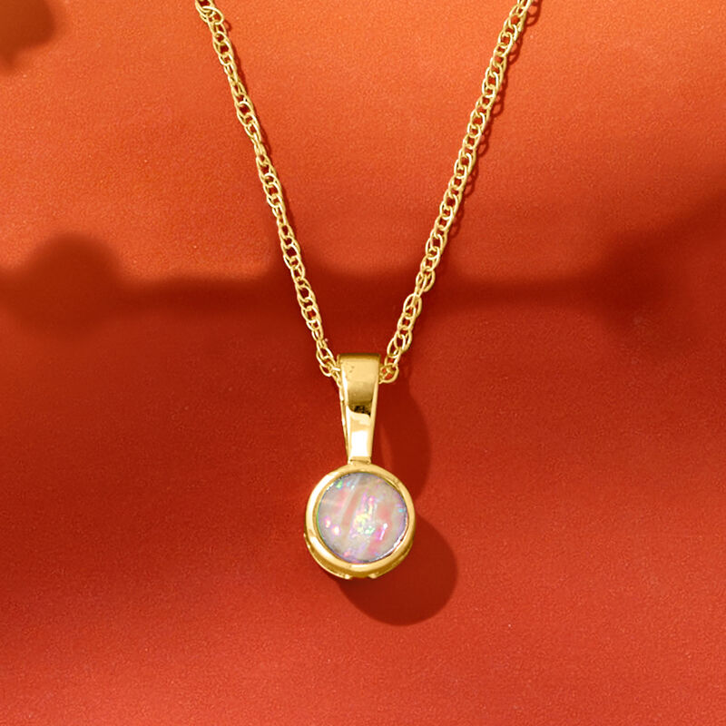 Opal Pendant Necklace in 14kt Yellow Gold. 18&quot; image number 2