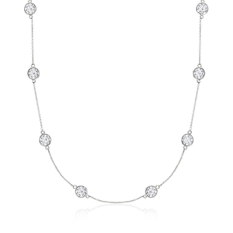 10.00 ct. t.w. Lab-Grown Diamond Station Necklace in 14kt White Gold. 18&quot; image number 1