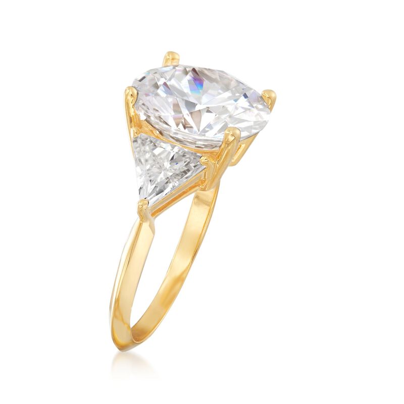 7.50 ct. t.w. Round and Trillion-Cut CZ Ring in 18kt Gold Over Sterling. Size 9 image number 2