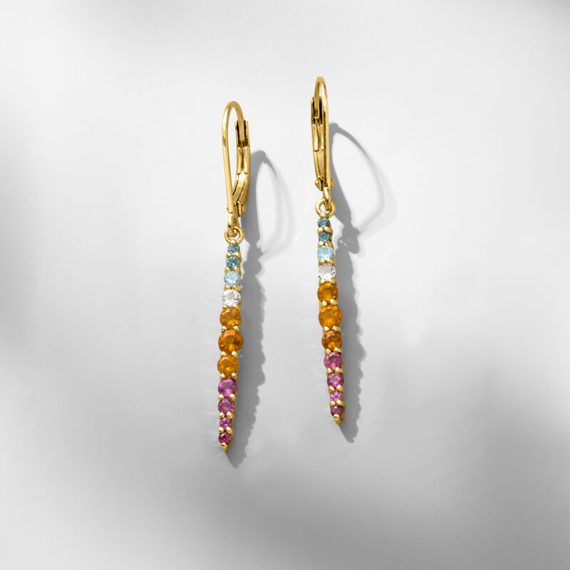 1.08 ct. t.w. Multi-Gemstone Drop Earrings in 18kt Gold Over Sterling image number 2