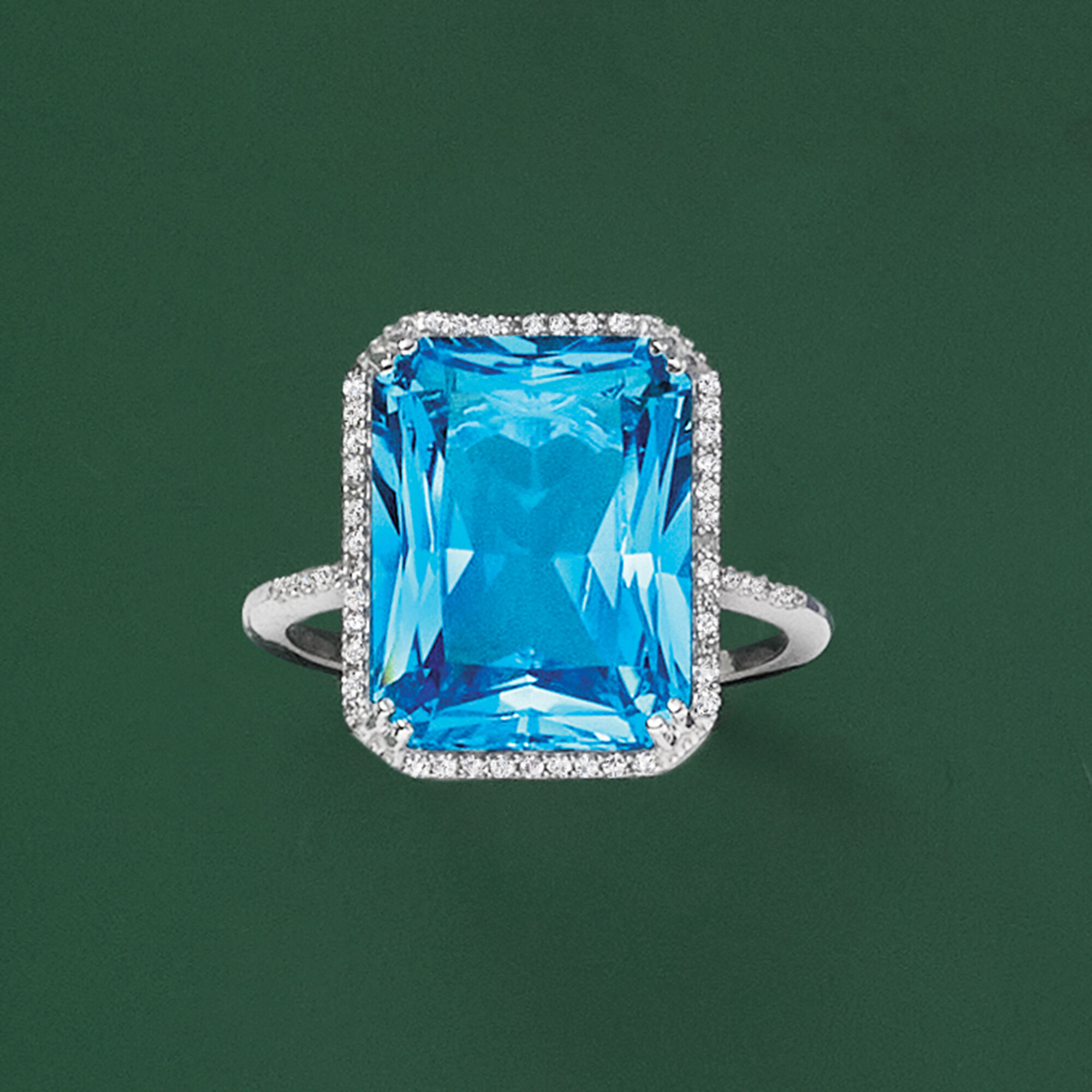 13.00 Carat Swiss Blue Topaz and .20 ct. t.w. Diamond Ring