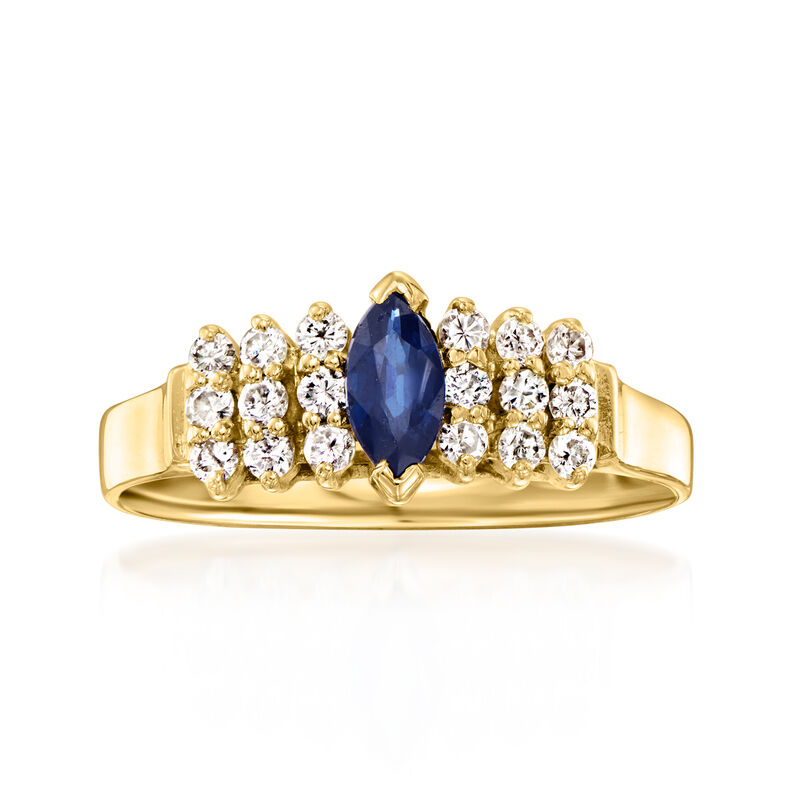 C. 1980 Vintage .35 Carat Sapphire Ring with .36 ct. t.w. Diamonds in 14kt Yellow Gold. Size 7.5 image number 0
