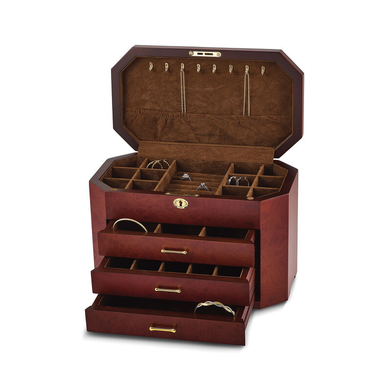 Burlwood and Ebony Locking Jewelry Box image number 2
