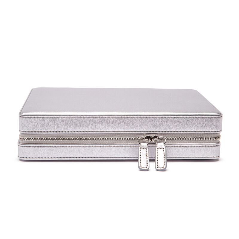 Brouk & Co. "Croft Avenue - Luna" Silver Faux Leather Large Travel Jewelry Case image number 3