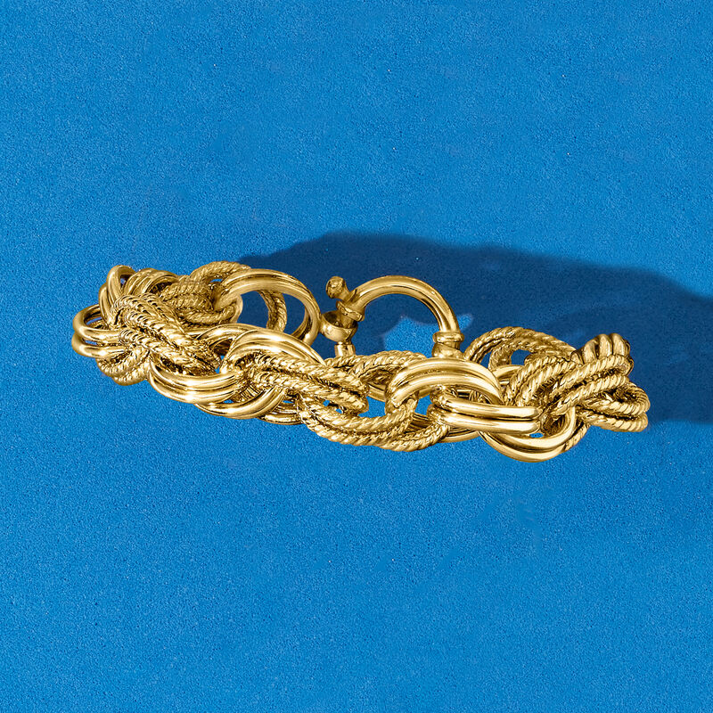 18kt Gold Over Sterling Multi-Oval Link Bracelet image number 3